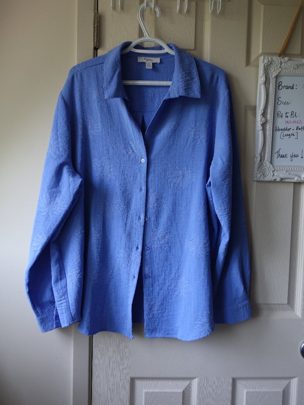Women's Light Blue Textured Button-Down Shirt